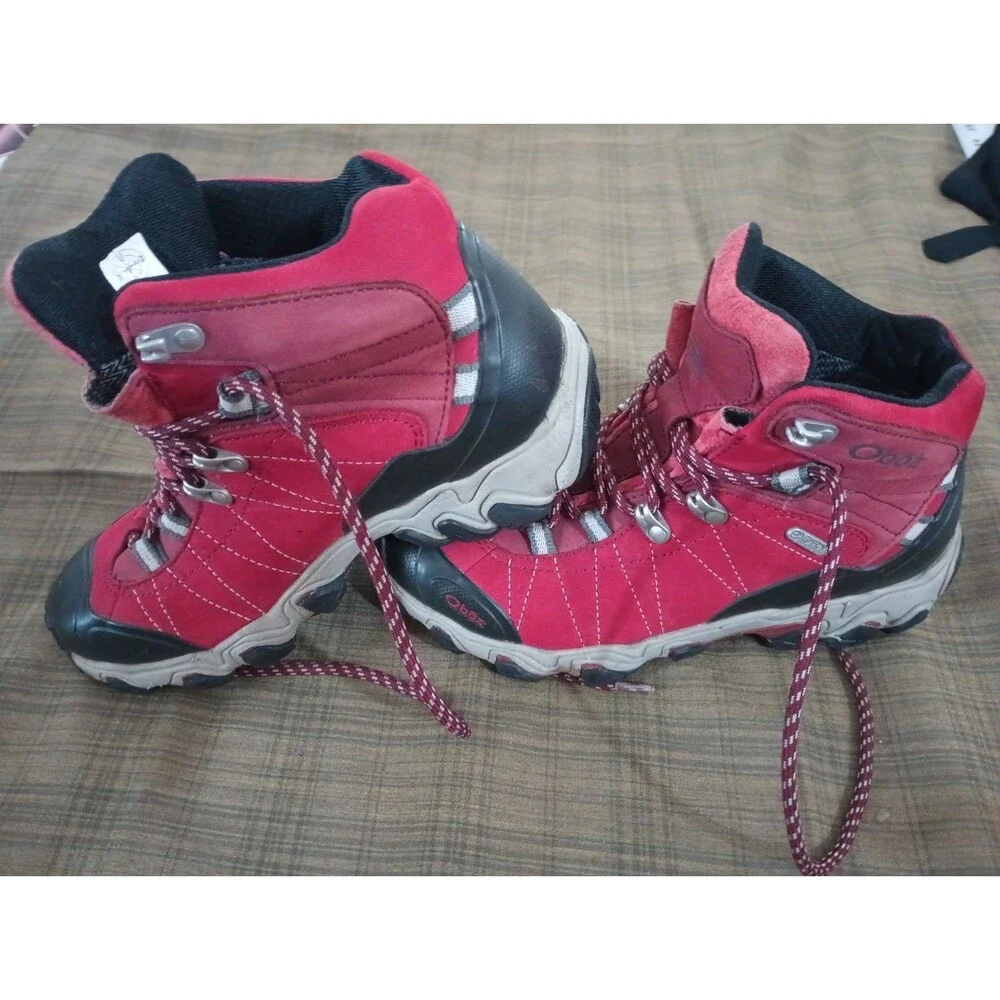 New Oboz Sypes Mid Leather B-Dry Waterproof Hiking Boot Womens  Burgundy Sz 6.5